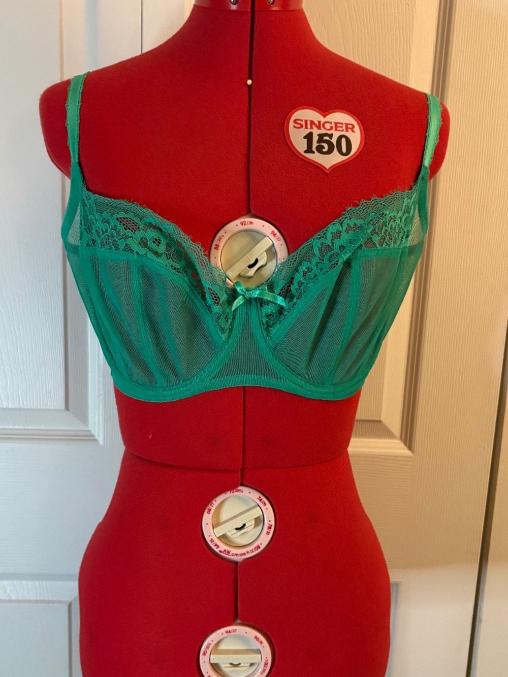 Deja Day Lace & Mesh Mint Green Bra 32G